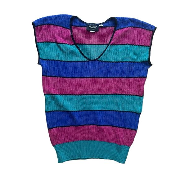 Vintage Multicolor Striped Sweater Top Size Medium - Picture 3 of 8